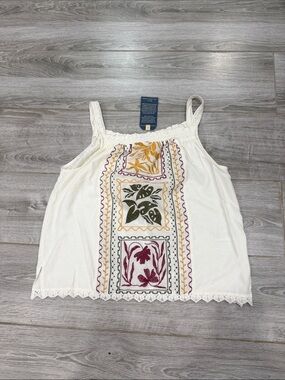 Democracy Sleeveless Tank Top with Multi-Color Floral Panels S
